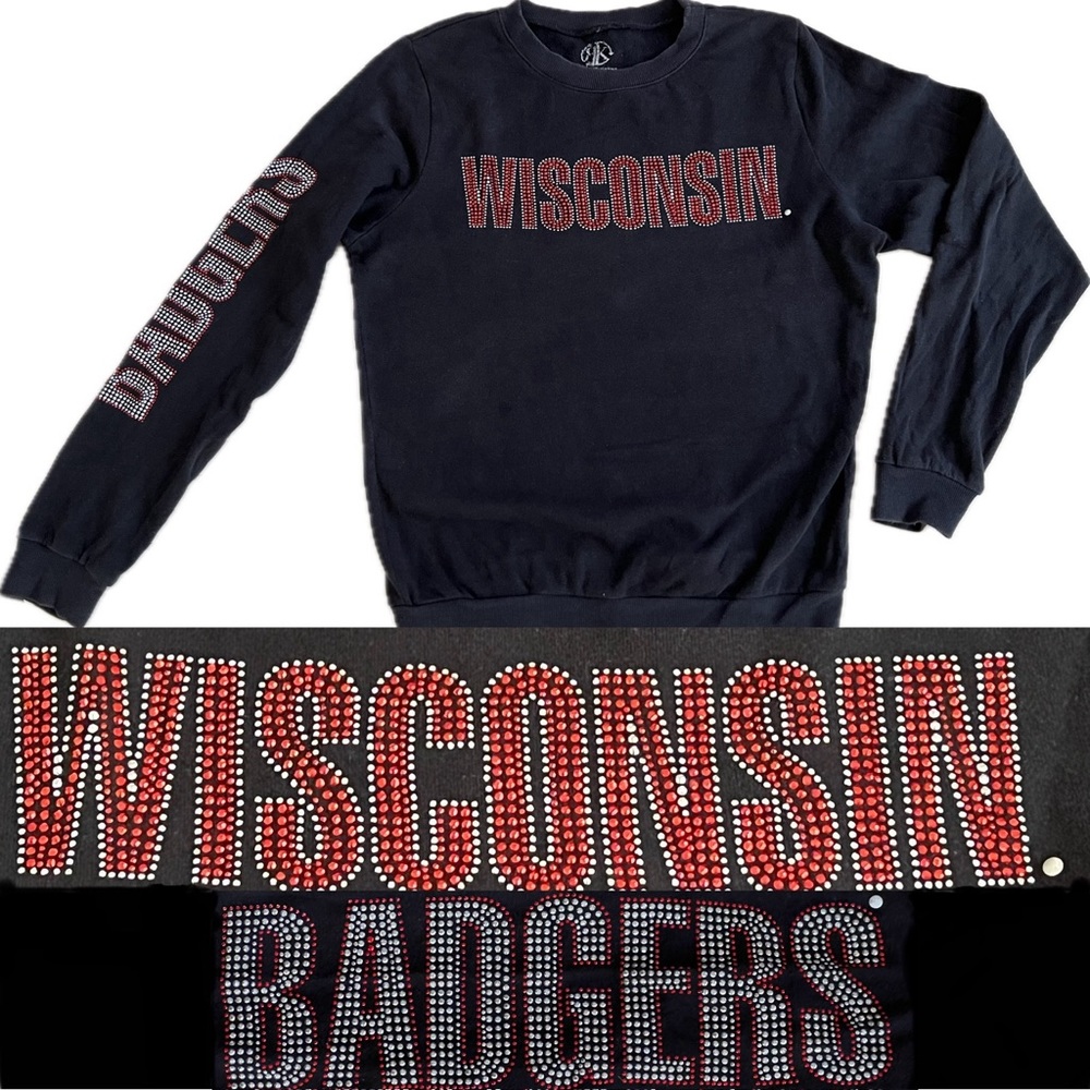 Wisconsin Badgers Long Sleeve Crewneck with Rhinestones | Recycled Karma | M/L